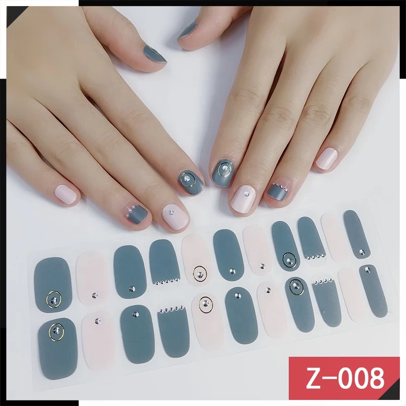 Custom Logo Black White Pink Blue Nail Polish Strips Nail Stickers 3D Stereo Nail Decals