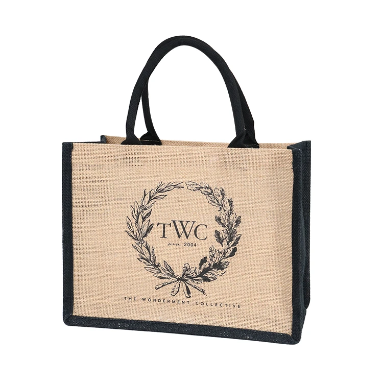Custom Logo Eco Reusable Shopping Jute Tote Bag