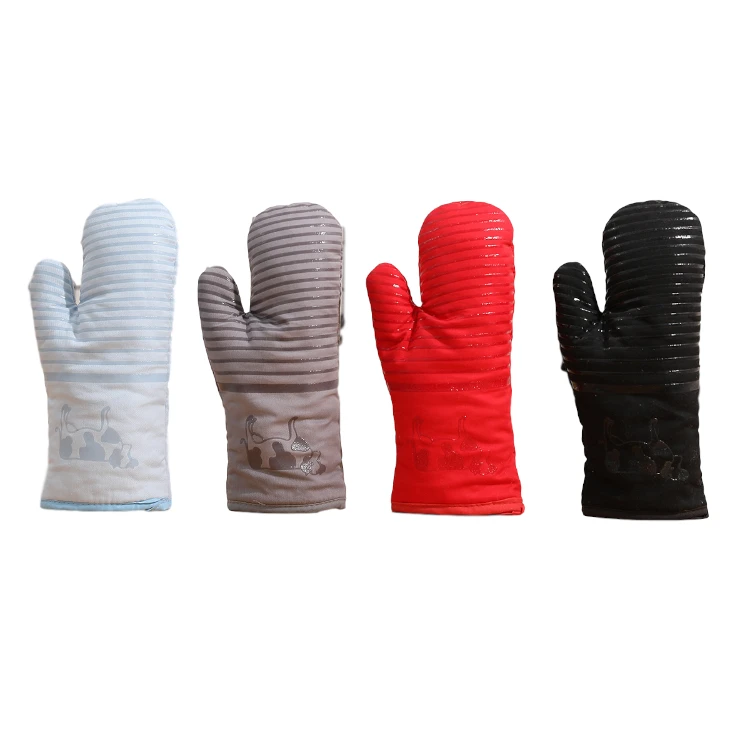 Custom Logo Heat Resistant Silicone Microwave Mitten BBQ Grill Cooking Gloves