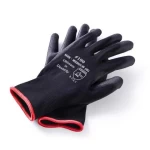 Custom Logo Machine knitted Polyester shell Black PU coated working gloves