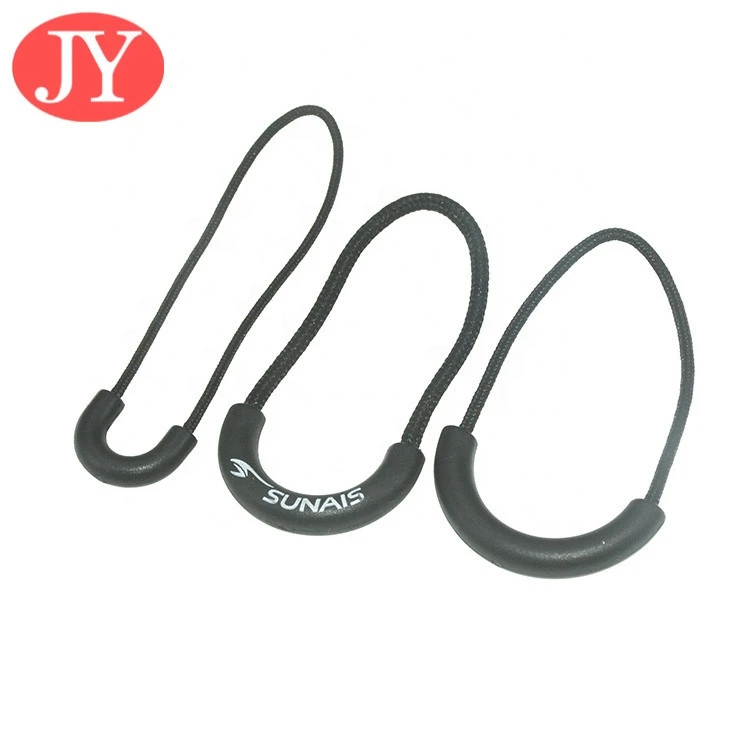 Custom plastic rubber pvc zipper puller slider silicone zipper head string U shape soft rubber zipper pull