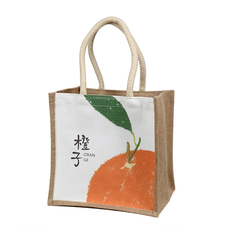 Custom Printed Eco Reusable Shopping Bag Cotton Jute Tote Bag