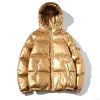 Custom winter  Waterproof Hooded Shiny Lightweight Zipper Down Quilted Jacket Puffer Short Coat