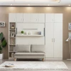 Customized Melamine White Murphy Bed with Sofa, Modern Vertical Wall Bed