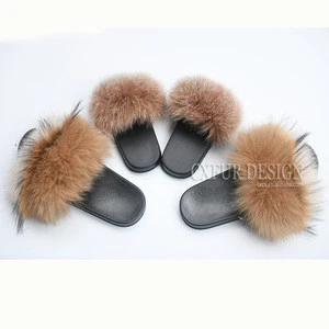 CX-A-66A Fashion Cute Funny Children Real Fox Fur Slides Slippers Baby Shoes
