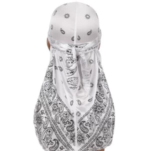Decoration print durag with customized logo environmental protection Head wrap  for soft  fashion paisley bandana durag