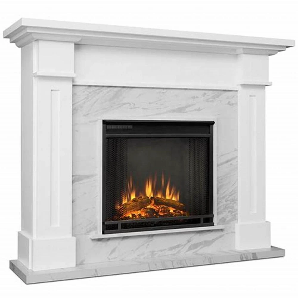 Decorative large white marble stone italian fireplace surround