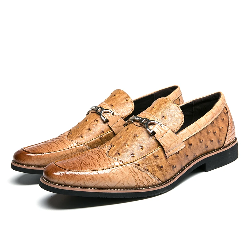 Men's PU Leather Shoes Luxury Crocodile Pattern Dress Shoes