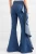 Import Direct manufacturer high-rise extra long non-stretchy fabric cascading ruffles along the side wide-leg women denim jeans from China