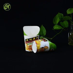 Disposal Take-out Party Frozen Dessert Egg Puff Waffle French Fries Chips Ice Cream Snacks Paper Cup Holder