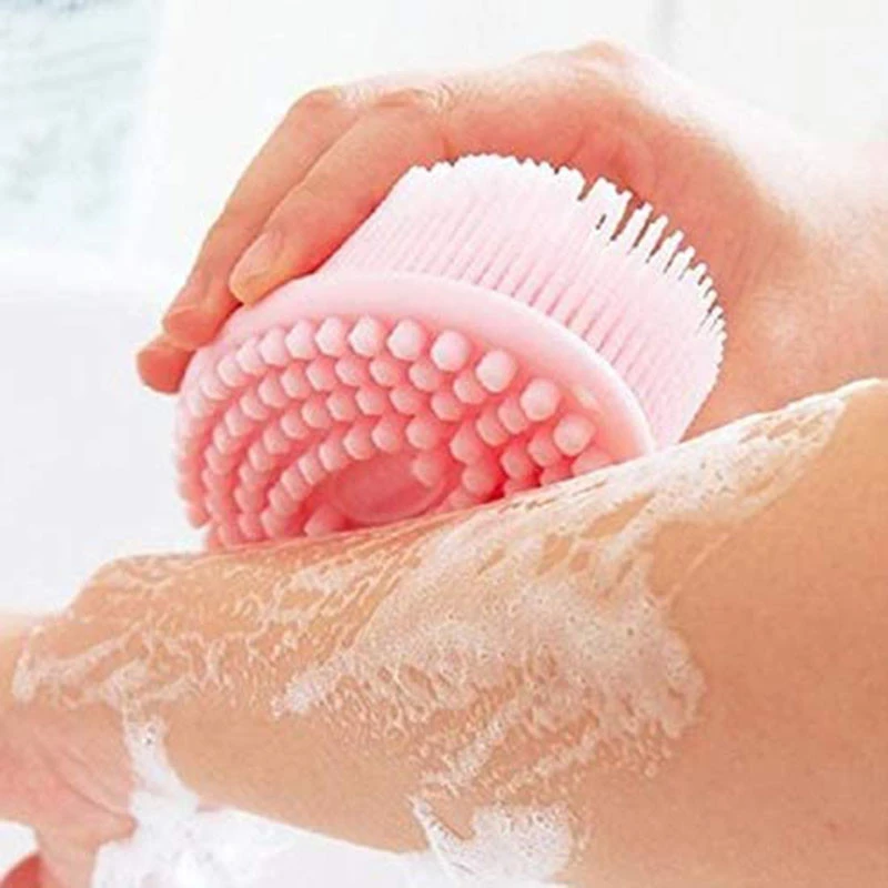 Double Sided Shower Exfoliation Brush Soft Silicone Bath Brush Scrubber for Massager