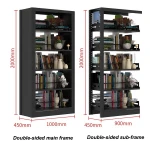 Double sided Steel Bookshelves Metal School Library Book Shelf
