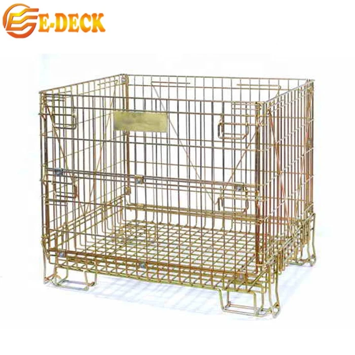 Durable stable Foldable collapsible warehouse industrial metal detachable PET Preform wire mesh cage
