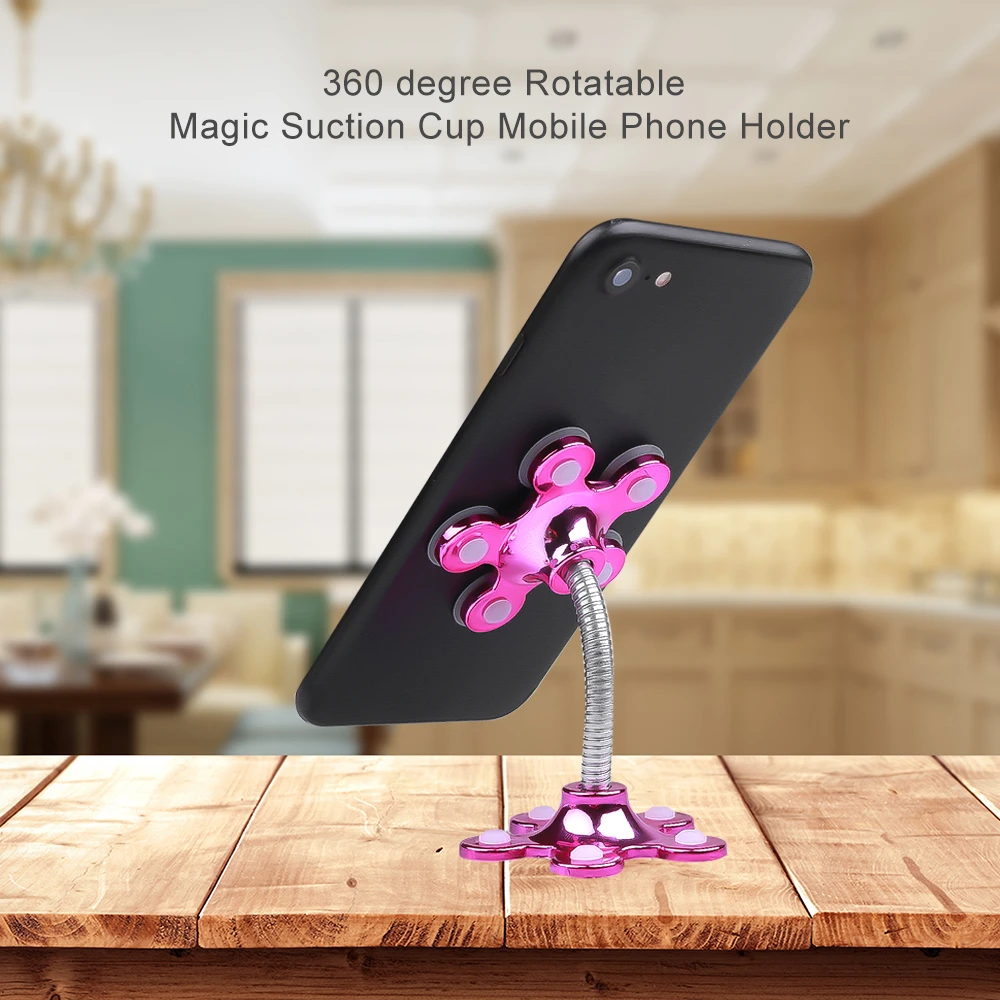 Easy Mount Big Suction  Silicone Cup Metal Rotatable Strong Adhesion Sucker Mobile  Phone Stand Holder