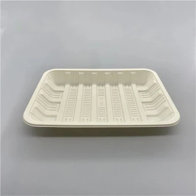 Eco-Friendly Corn Starch Fresh-Keeping Trays Biodegradable Disposable Food Meat Fruit Trays with Lhp09