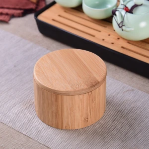 Eco-friendly Organic Biodegradable Bamboo Spice Jar Natural Wood Box Bamboo salt container with lid