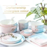 Eco Friendly Porcelain Plates Dishes Bowl Ceramic Dinnerware Sets Luxury with Golden Edge