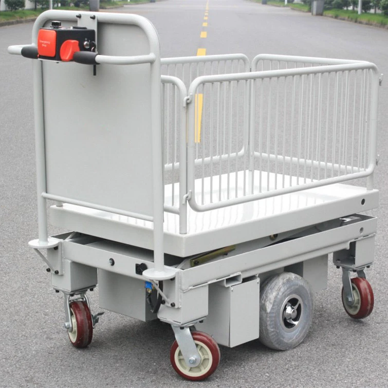 electric power cart with shelf/fence electric scissor lift table