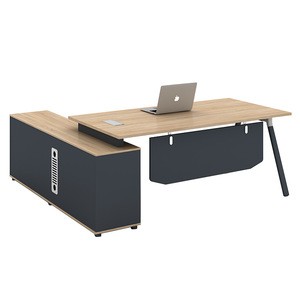 Elegant Design Modern Executive L Shaped Table Office Desk With Long File Cabinet