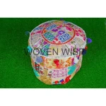 Embroidery Work Ottoman Cotton Pouf Designer Indian Handmade Home Decor bone inlay console Living Room Ottoman Cover wholesale