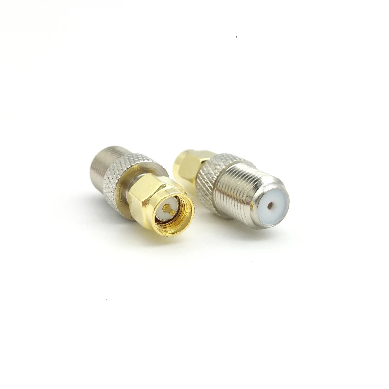 F Female to SMA Male Gold Plated Brass Straight Coaxial RF Adapters Connector