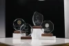 Factory custom solid wood carved Crystal Diamond Trophy set with coins Gold Silver Crown Plaque Star Award Event prizes