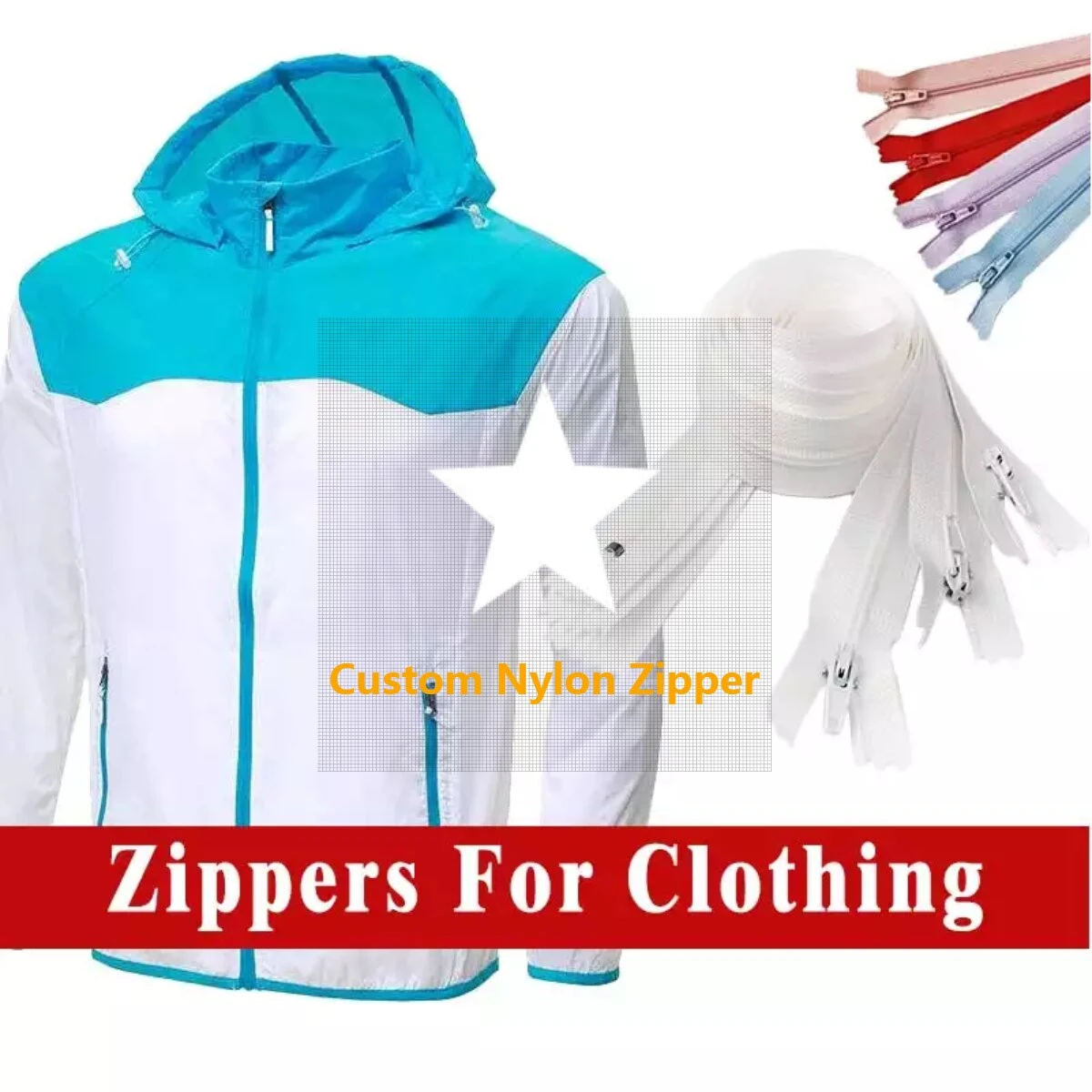 Factory direct sale high quality waterproof nylon zipper for garment