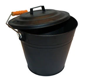 Factory Popular High Quality Metal Black Ash Bucket With Shovel wooden handle 2017