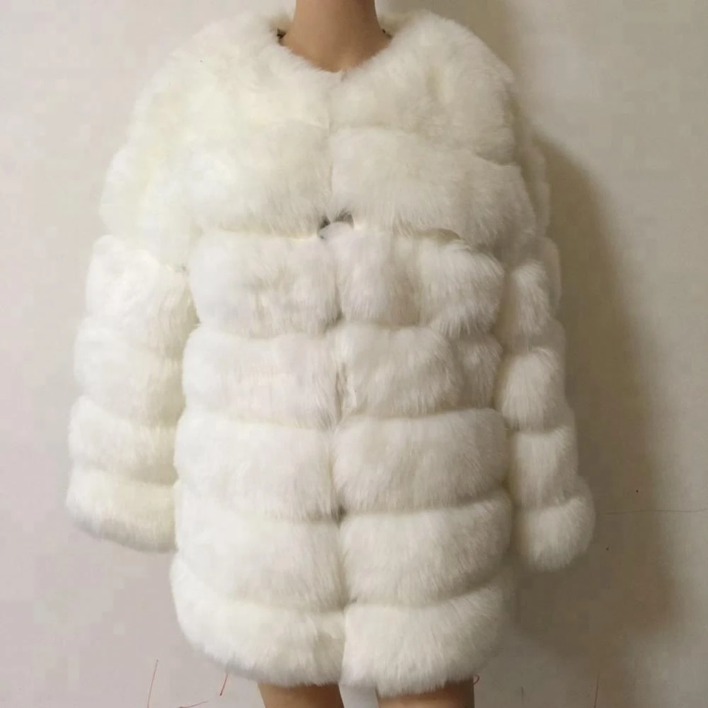 Factory supply super warm women winter faux fur coat with sleeves