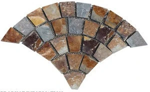 Fan pattern granite stone pavers Driveway stone mat,stone on mesh,outdoor pavers