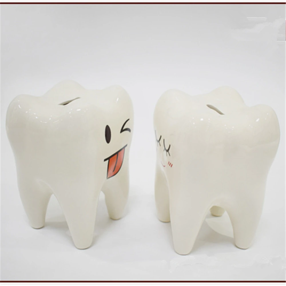 Fancy tooth shaped piggy bank, Custom ceramic novelty money saving box money bank