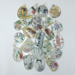Fashion jewelry pendants handpainted ceramic pendants porcelain pendant in mixed designs and shapes