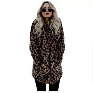 Fashion Leopard artificial fur Womens Coats Winter warm Jacket High quality Luxury Faux Fur coat for Women