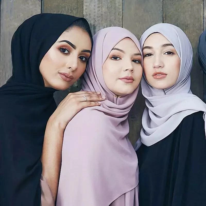 fashion Plain Bubble Chiffon Scarf Women&#x27;s Hijab  HijabsTurbanet Headscarf 49colors Wrap Solid Color Shawls Headband Muslim