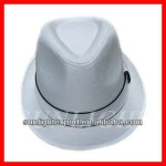 Fashion white fedora hat with white ribbon band for women
