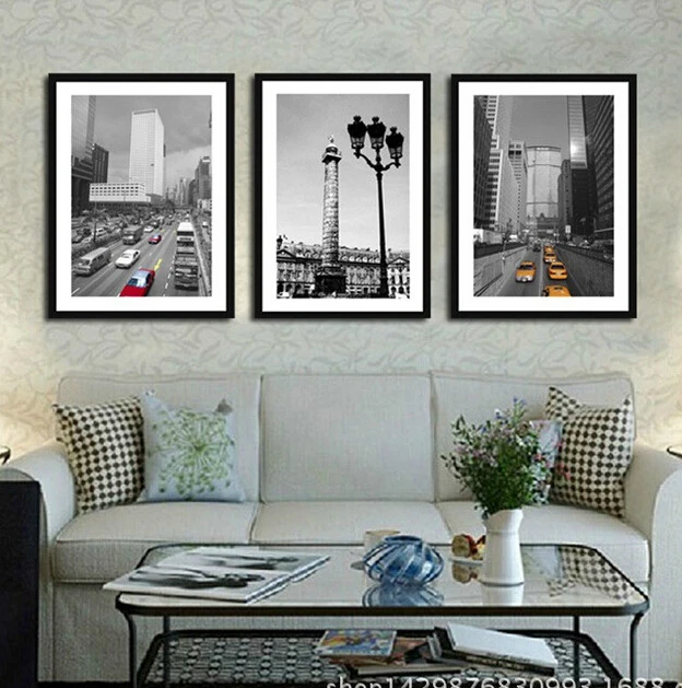 Fashionable City Scenery Framed Canvas Art For Decoration