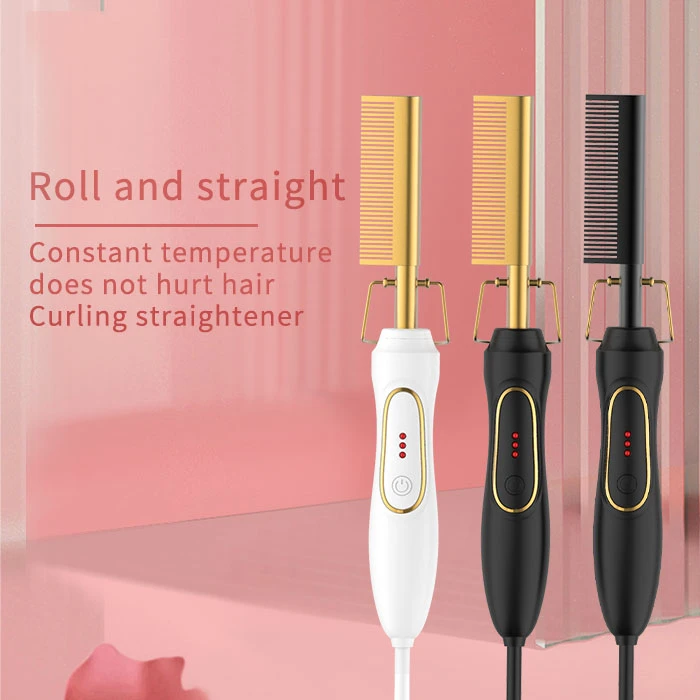 Flat Iron Comb Steam Ceramic Permanent Brush Straightening Hair Straightener