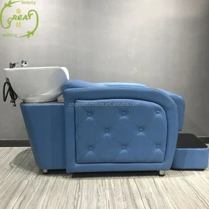 Foshan Great Luxury Hair Salon Furniture Hair Washing Ceramic Bowl Sink Electric Shampoo Chair