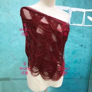 free DIY fringe tassel appliuqe for haute couture in wine red