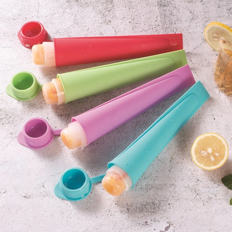 Free Sample wholesale food grade BPA free frozen silicone ice cream popsicle molds silicone ice cream stick with lid
