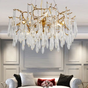 French style light luxury drop-shaped crystal chandelier can be customized villa decoration lighting