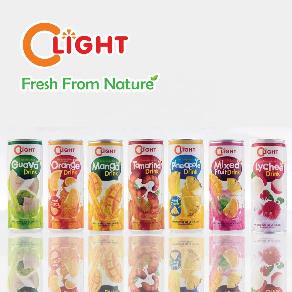 Fruit Drink Juice Lychee with Pulp Canned 240ml C-Light brand