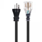 GENERATOR  Outdoor Rated 12 AWG Heavy Duty 20 Amp Extension Cord Power Cable with LED Light in 25 Feet (NEMA 5-20P to NEMA 5-