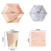Gold Blocking Pink Marble Texture Disposable Tableware Set Paper Plates Cups Napkins Party Wedding Carnival Tableware Supplies