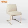 Gold metal legs simple modern style white fabric dining chair with home furniture