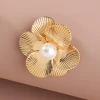 Gold Retro Fashion Petal Flower Pearl Woman Jewelry Earrings