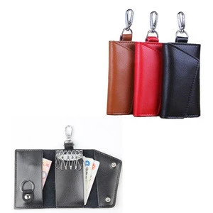 Grain Leather Zip Key Case Designer Key Wallet for Cars Hanging Key Chain Holder