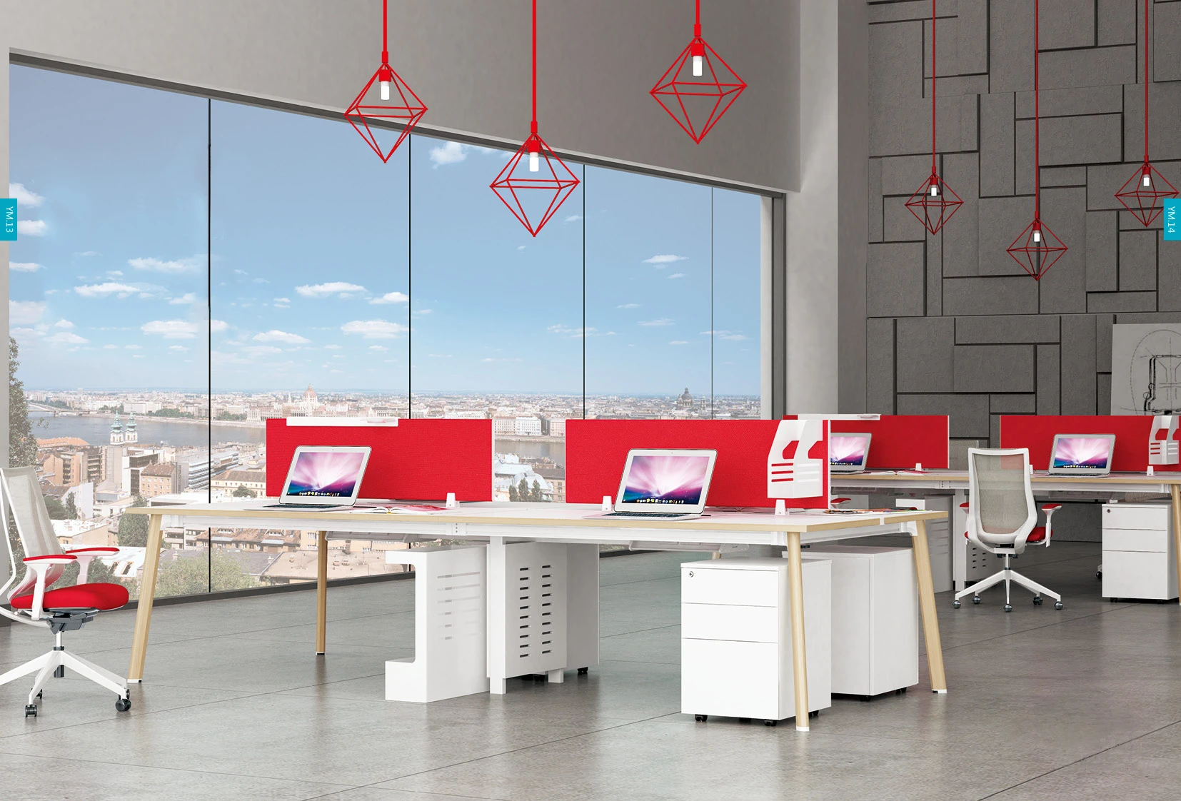 Greenfield  Furniture Office Divider Cubicles  Workstation Design With Divider With 3 Drawer Pedestal GR-GR-YMH