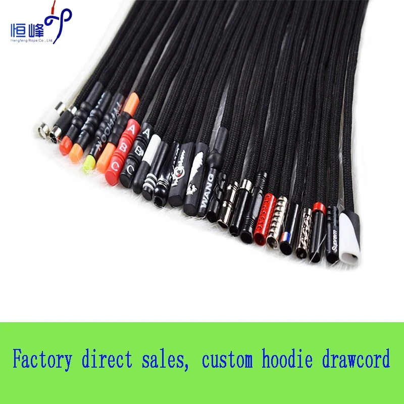 Guangzhou Cord For Hats Flat Cotton Tips Nylon Hot Pink Custom Woven Logo Dip Dyed Braided Elastic Draw Cord