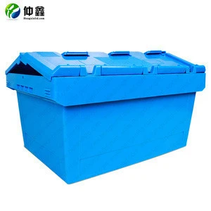 Guangzhou Wholesales Heavy Duty Plastic Nestable Moving Crates Stackable Turnover Storage Box With Lid